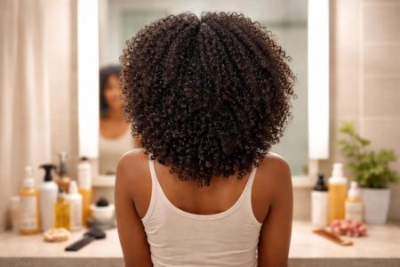 femme-cheveux-boucles-miroir-bain