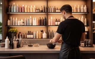 salon-coiffure-moderne-produit-etalage