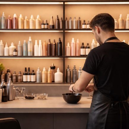 salon-coiffure-moderne-produit-etalage
