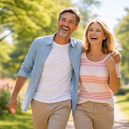 homme-femme-parc-soleil-arbres-fleurs