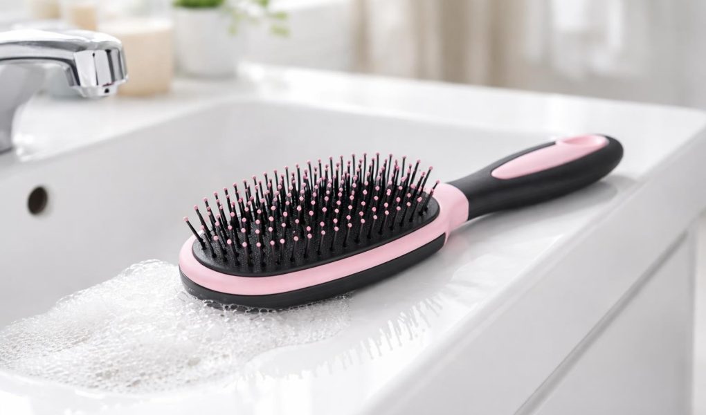 brosse-cheveux-plastique-lavabo-salle-bain