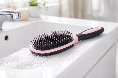 brosse-cheveux-plastique-lavabo-salle-bain