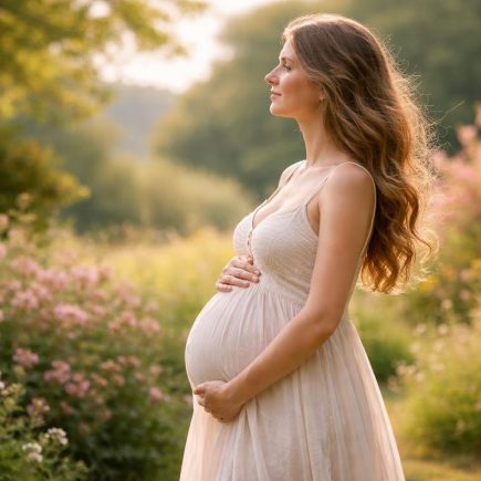 femme-enceinte-jardin-fleuri-profil